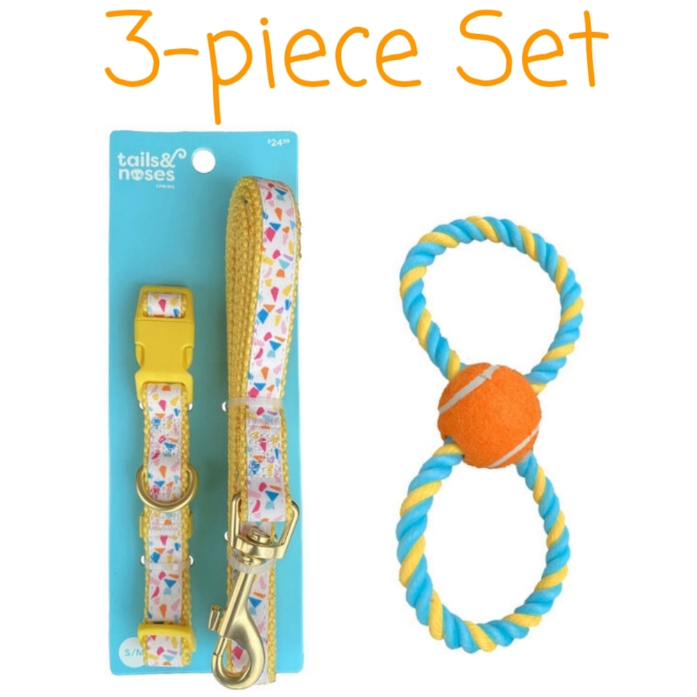 👀50% OFF - NWT‼️ Tails & Noses 3-pc Set of a Matching Collar & Leash with a Toy